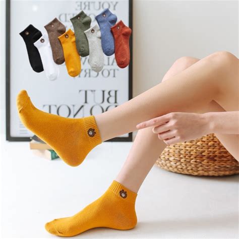 Nakusu 10pairs High Quality Korean Cute Bear Socks Breathable Iconic Ankle Socks Cotton Trendy