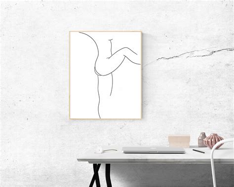Nude Line Drawing Printable Art Black White Art Nude Etsy