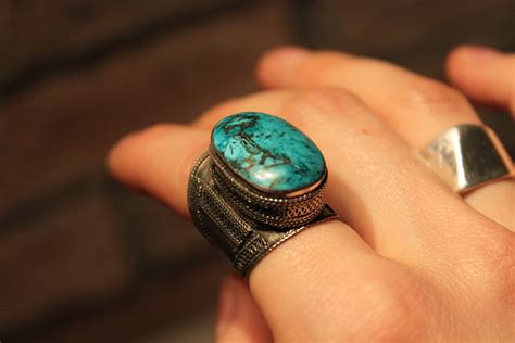 Shop 5 Inch And Up Oriental Handmade Turquoise Stone Ring 24