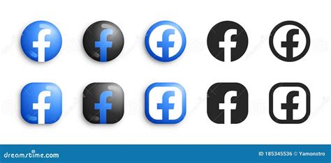 Facebook Modern 3d And Flat Icons Set Vector Editorial Photo