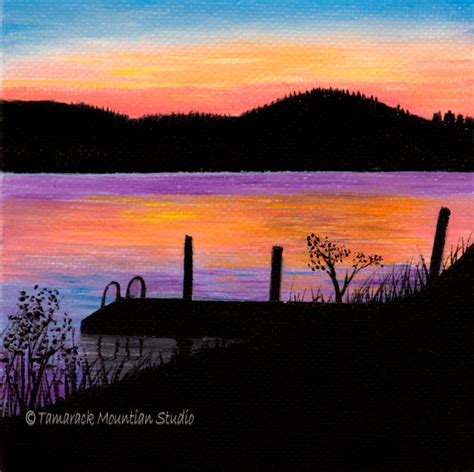 Sunset On The Lake Original Oil Painting Canvas Oil Painting Abstract