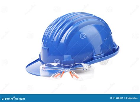 Hard Hat With A Pair Of Safety Glasses Stock Image Image Of White Goggles 41528869