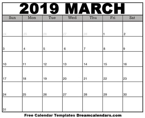 Free Printable March 2019 Calendar Printable Word Searches