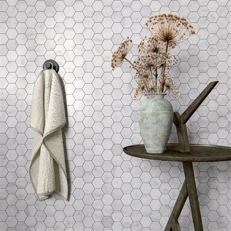 Carrara White Hexagon Marble Mosaic Tile Honed Stone Deals