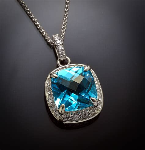 Blue Topaz And Diamond Pendant John Marmo