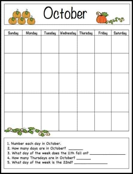 Blank Calendar Template For Kids 11 Templates Example Templates