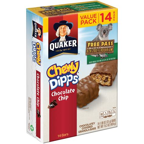 Quaker Chewy Dipps Chocolate Chip Granola Bars 14 109 Oz Bars