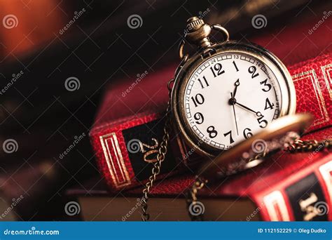 Vintage Pocket Watch And Books On Background Stock Image Image Of