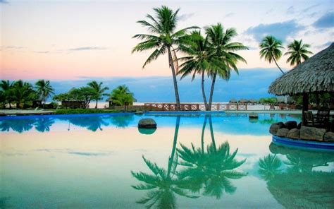 2837524 Evening Swimming Pool Palm Trees Resort Sea Beach Reflection