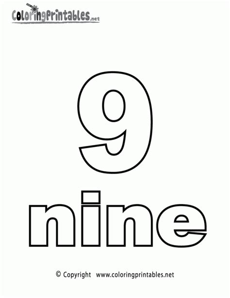 Number Nine 9 Coloring Page For Kids Coloring Home