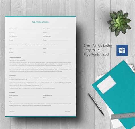 payment plan agreement template   word