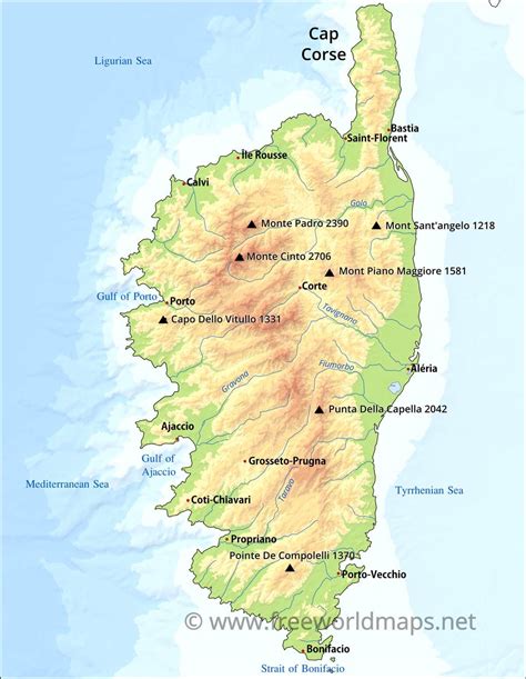 Carte De La Corse Avec Les Villes Et Villages Tacrowded