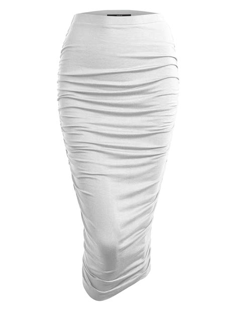 Made By Johnny Womens Slim Fit Bodycon Party Club Night Out Elegant Ruched High Waist Long