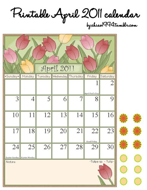 Printable April 2011 Calendar By Xhiao1994 On Deviantart