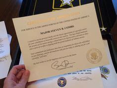 Certificates are issued to graduates and diplomates at graduation ceremonies. Steven Combs - Army retirement package | Army retirement, Certificate of appreciation, Army