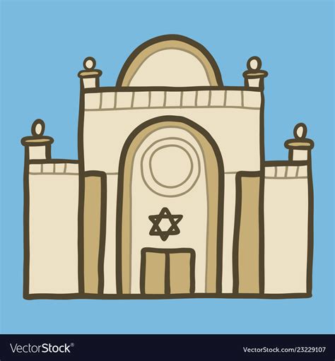 Jewish Synagogue Icon Hand Drawn Style Royalty Free Vector