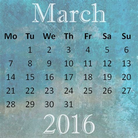 March 2016 Calendar Free Stock Photo Public Domain Pictures