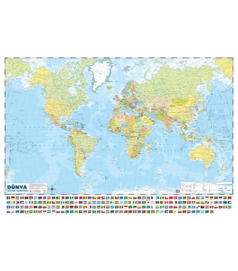 Dünya Siyasi Fiziki Çift Taraflı Harita 50x35 Mepmedya Yayınları