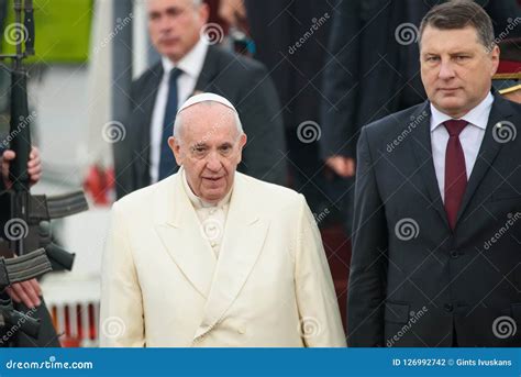 His Holiness Pope Francis And Raimonds Vejonis President Of Latvia