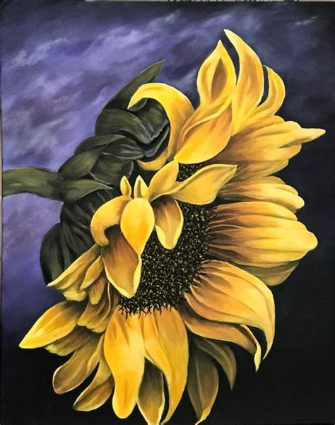 Acrylic Painting Flower Sunflower Acrylic Painting Etsy In 2023
