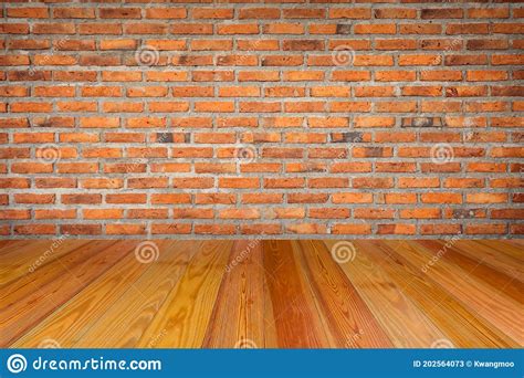 Empty Brick Wall With Wooden Floor Room Interior Stock Image Image Of