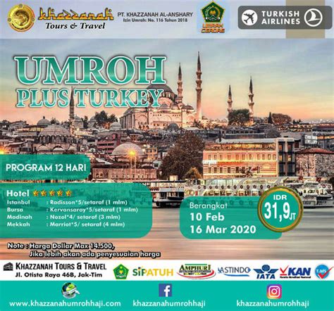 Jadwal Paket Umroh Plus Turki 2021 2022 Khazzanah Tour