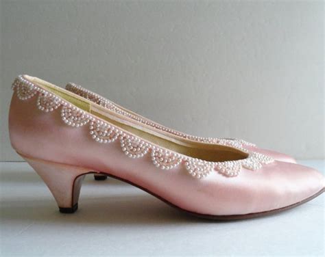 Vintage Pink Bridal Shoe And Purse Setpink Wedding Shoespink Etsy