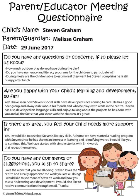 Parent Meeting Templates - Aussie Childcare Network