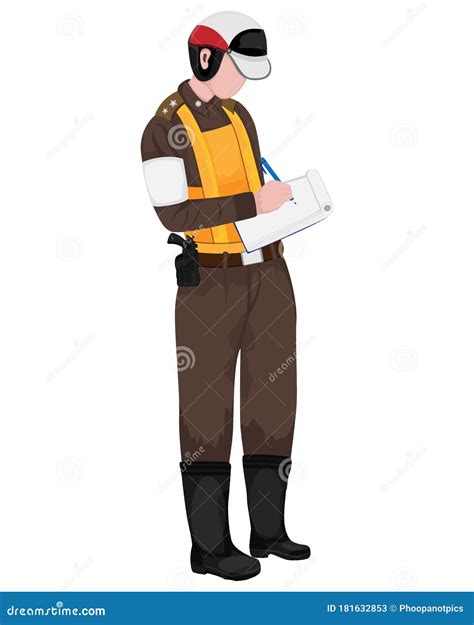 Traffic Police Are Writing A Fine Order Stock Vector Illustration Of