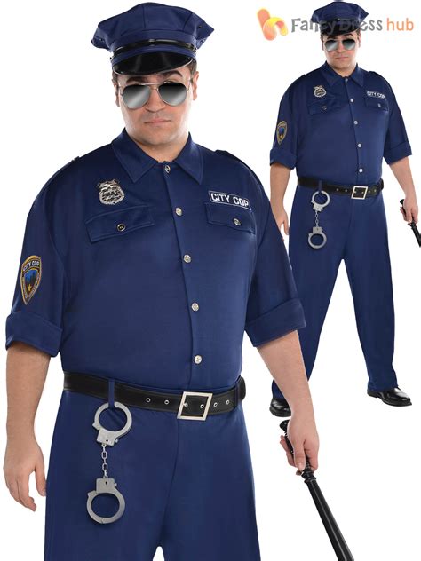 Adult Mens Police Officer Costume Policeman New York Cop Fancy Dress