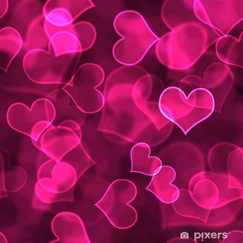 Beige floral seamless pattern on hot pink background with victorian stylized delicate flowers decorated carved leaves and twirls for. Hot Pink Bokeh Hearts Background Wallpaper Wall Mural ...