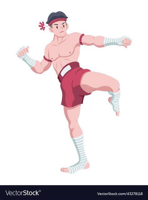 Muay Thai Boxer Cartoon Royalty Free Vector Image