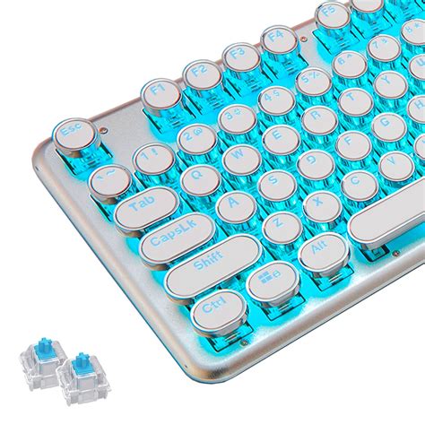 Buy White Mechanical Gaming Keyboard Retro Steampunk Typewriter Style Blue Switches Ice Blue