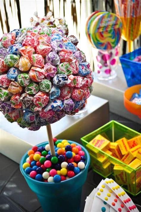 Amazing Candy Bar With A Lollipop Tree Sweet 16 Party Decorations Candy Party Candyland Party