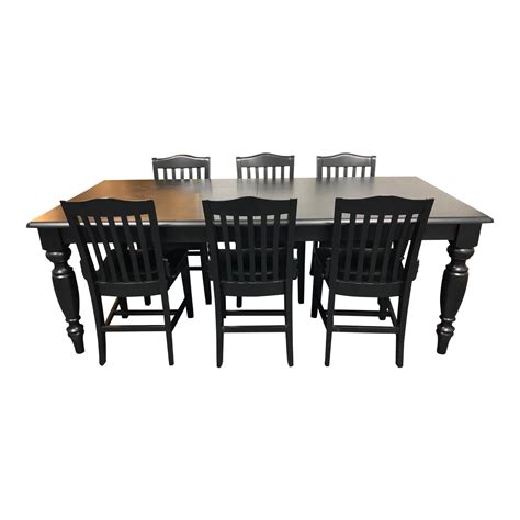 Pottery Barn Francisco Black Table And Six Chairs Dining Set Chairish
