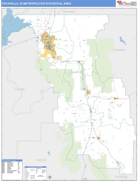 Pocatello Id Metro Area Wall Map Basic Style By Marketmaps