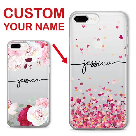 Personalized Custom Name Text Floral Soft Clear Phone Case For Iphone 6