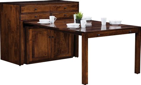 Pull out dining table cabinet, with description: Chinaski Pullout Console Table - Countryside Amish Furniture