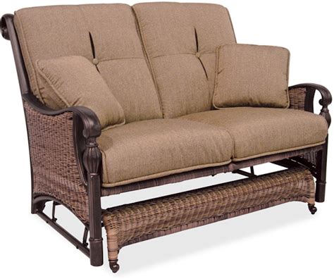 Outdoorpatio Barcelona Alumimum And Woven Outdoor Wicker Loveseat Glider