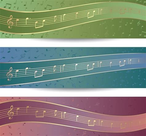 Free Bright Music Banners With Musical Notes Backgrounds Vector 02