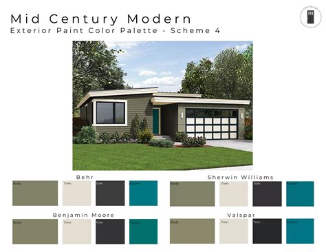 Exterior Paint Color Schemes Mid Century Modern Home Paint Etsy Australia