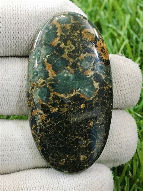 Green Ocean Jasper Natural Stone Oval Shape Weight 6425crt Etsy