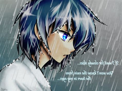 Lonely Anime Boy In Rain Rain Sad Anime Wallpapers Top Free Rain Sad