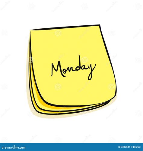Monday Note Stock Vector Illustration Of Weekly Gregorian 7313544