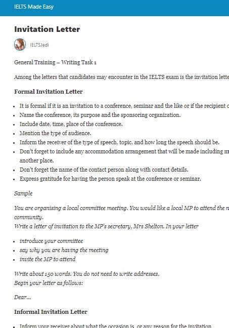 A Formal Letter Invitation Ielts Training Tips Ielts Training - Vrogue