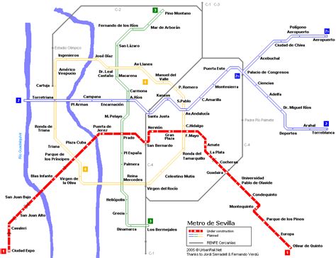 Схема метро Севильи Metro Map Of Seville