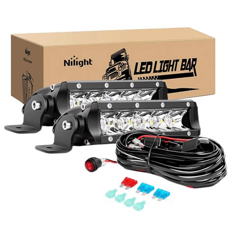 Nilight 2 Pcs 7 Inch 30w Super Slim Spot Led Light Bars And Wiring Harne