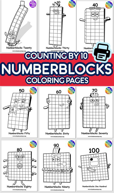 New Numberblocks 100 Available As Coloring Printable For Kids Print