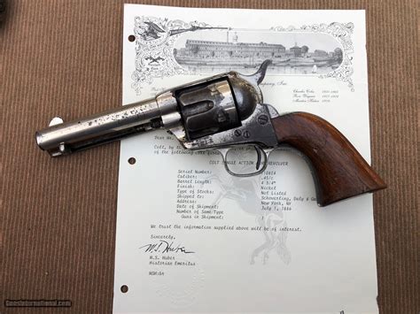 Antique 1886 Colt Saa Revolver 45cal 4 34 Barrel Nickel Finish W