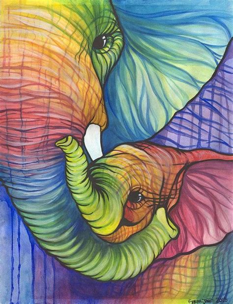 Rainbow Elephant Wall Decal Of Colorful Animal Paintings From Sarah